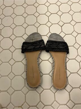 Banana Republic Black Braided & Striped Slide sandals